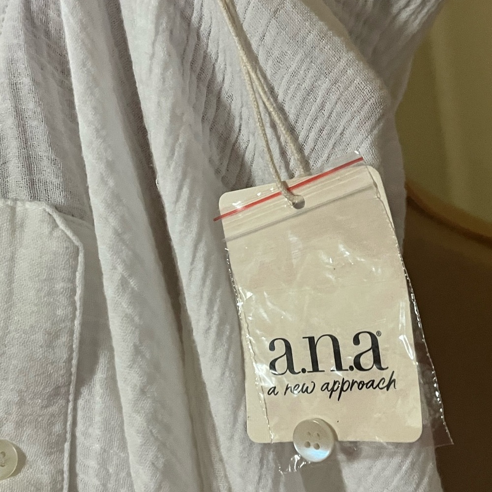a.n.a Off-White NWT Casual Cotton Boho Button-Up Shirt XL Lightweight Cottage - Picture 10 of 13